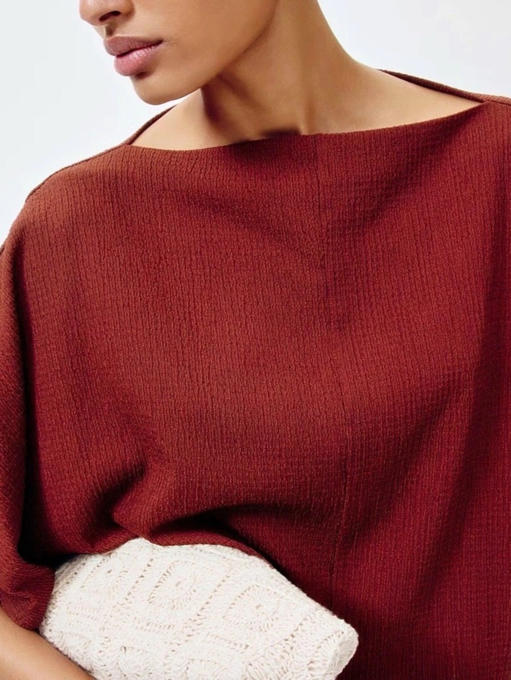 Zara Textured Short Sleeve Blouse in Red Size Small NWT